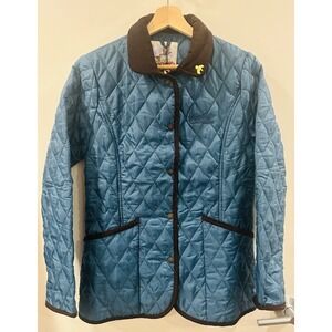 NWT John Partridge Quilted Jacket Womens Snap Closure Claret Blue Small Moorland